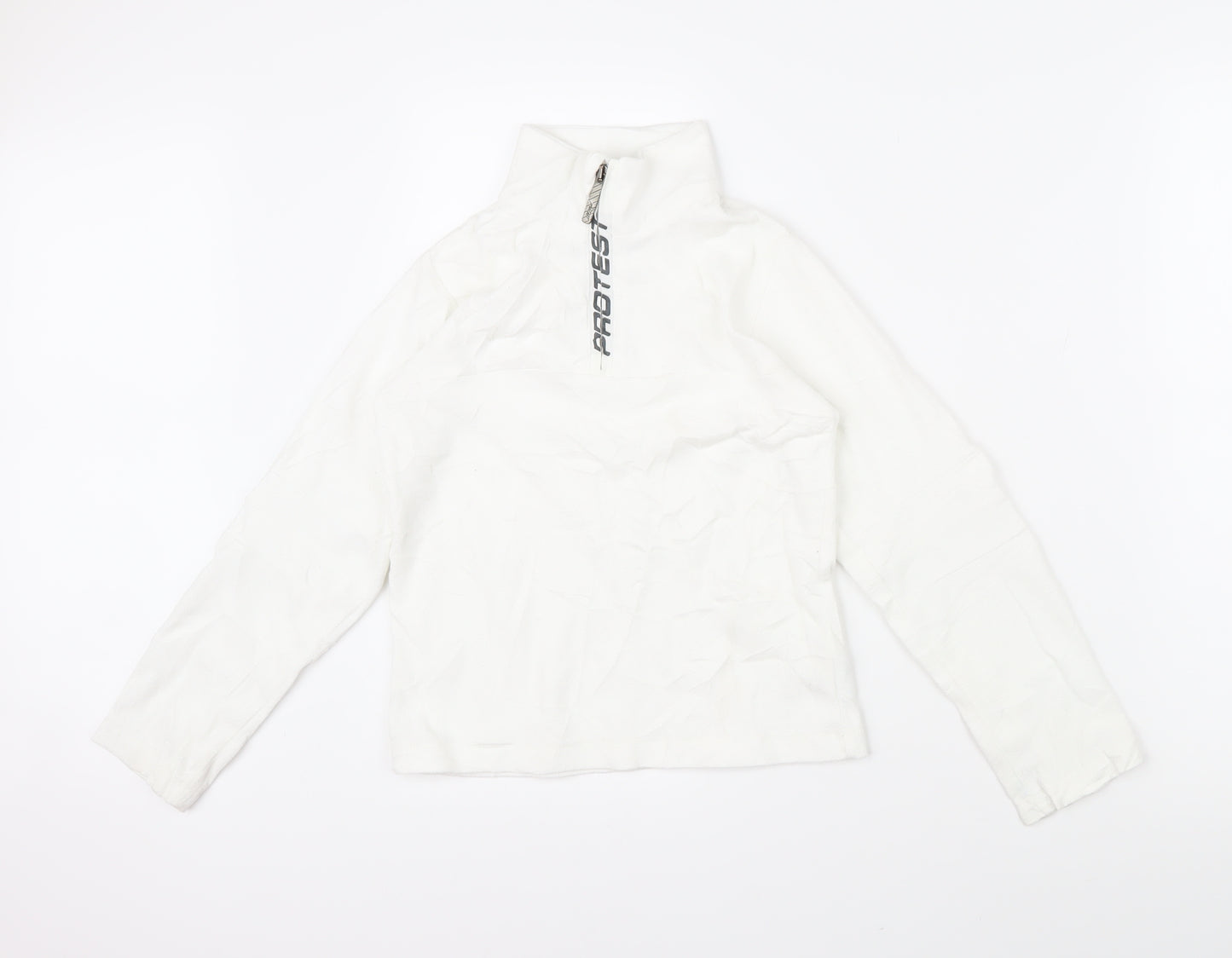 Protest Boys White 100% Polyester Pullover Sweatshirt Size 9-10 Years Zip - Protest logo