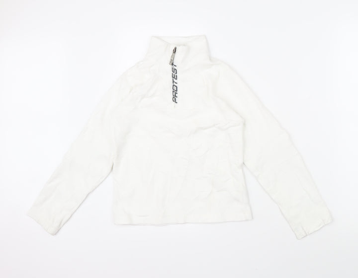 Protest Boys White 100% Polyester Pullover Sweatshirt Size 9-10 Years Zip - Protest logo