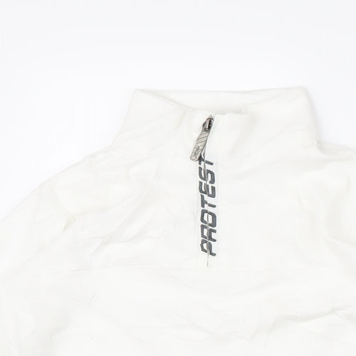 Protest Boys White 100% Polyester Pullover Sweatshirt Size 9-10 Years Zip - Protest logo