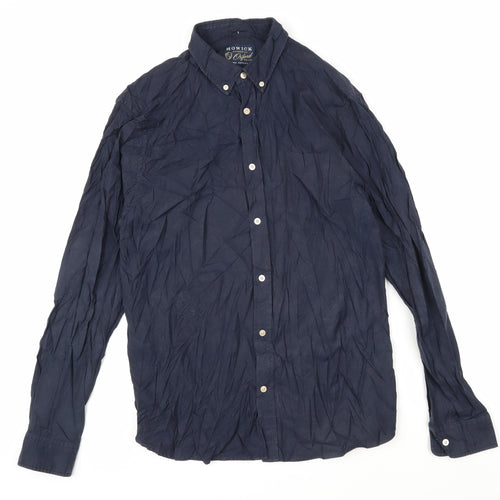 Howick Mens Blue Cotton Button-Up Size L Collared Button