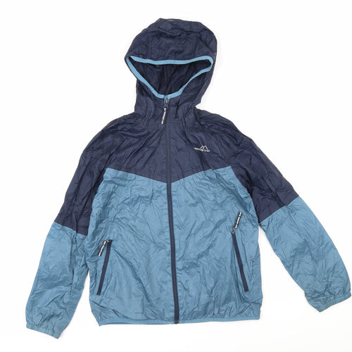 Freedom trail Boys Blue Colourblock Rain Coat Coat Size 11-12 Years Zip