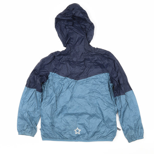 Freedom trail Boys Blue Colourblock Rain Coat Coat Size 11-12 Years Zip