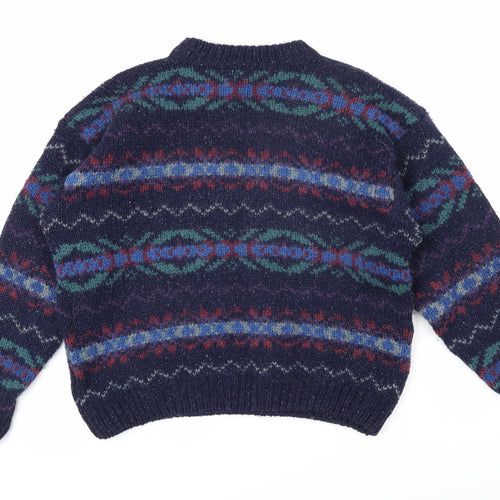 Laura Ashley Womens Multicoloured Round Neck Geometric Wool Blend Pullover Jumper Size M