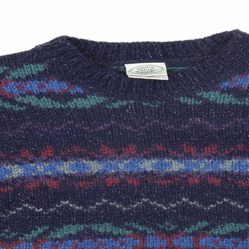 Laura Ashley Womens Multicoloured Round Neck Geometric Wool Blend Pullover Jumper Size M