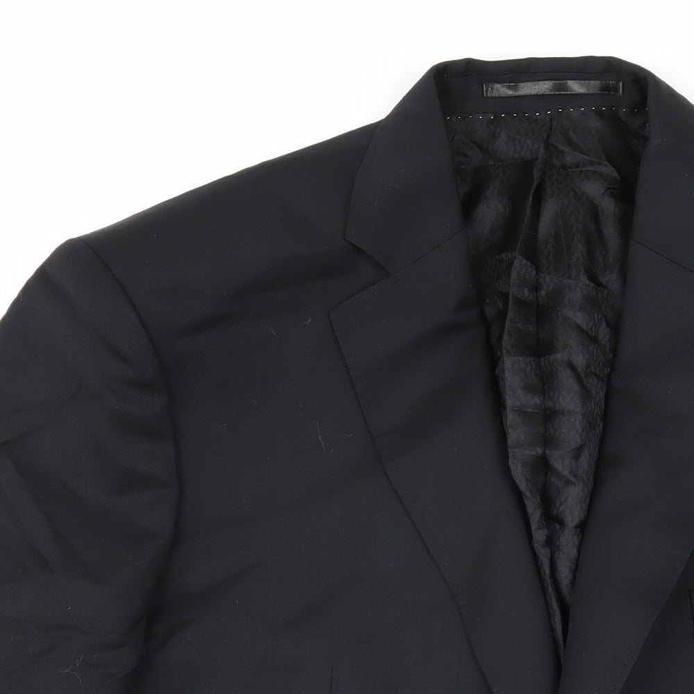 Jaeger Mens Black Wool Jacket Blazer Size 42 Regular