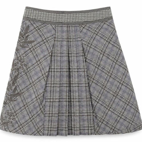 St Martins Womens Brown Check Wool A-Line Skirt Size M Zip - floral design