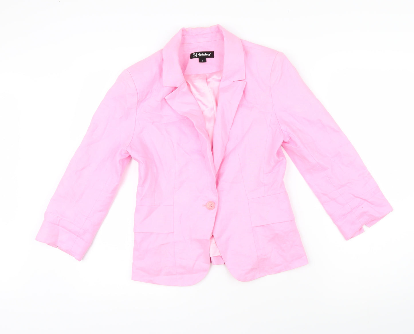 S.J Weekend Womens Pink Jacket Blazer Size 8 Button
