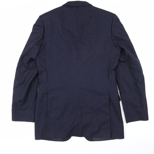 THE LABEL Mens Blue Striped Wool Jacket Blazer Size 40 Regular