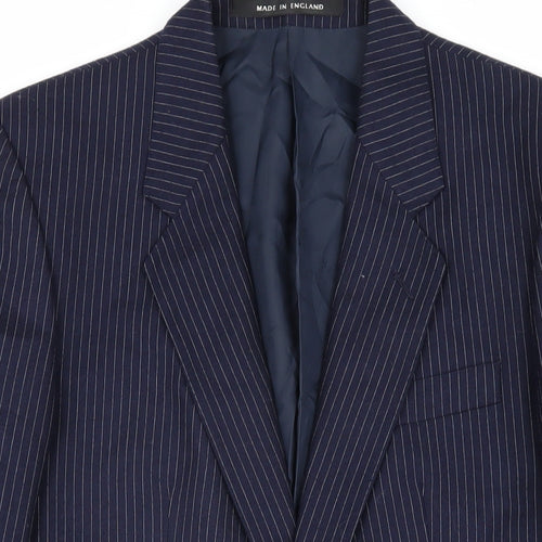 THE LABEL Mens Blue Striped Wool Jacket Blazer Size 40 Regular