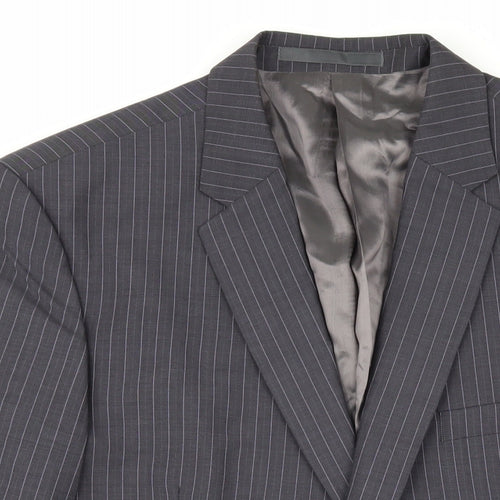 Kenneth Cole Mens Grey Striped Wool Jacket Blazer Size 42 Regular