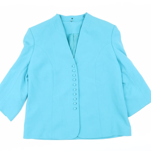 EWM Womens Blue Jacket Blazer Size 16 Button