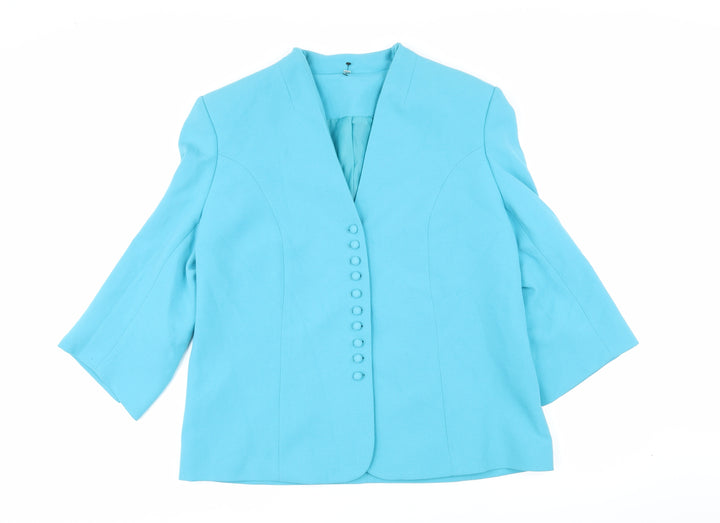 EWM Womens Blue Jacket Blazer Size 16 Button