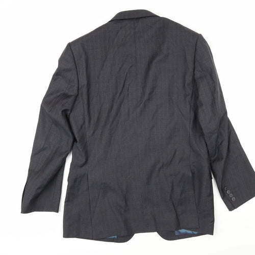 Marks and Spencer Mens Grey Striped Wool Jacket Blazer Size M Regular