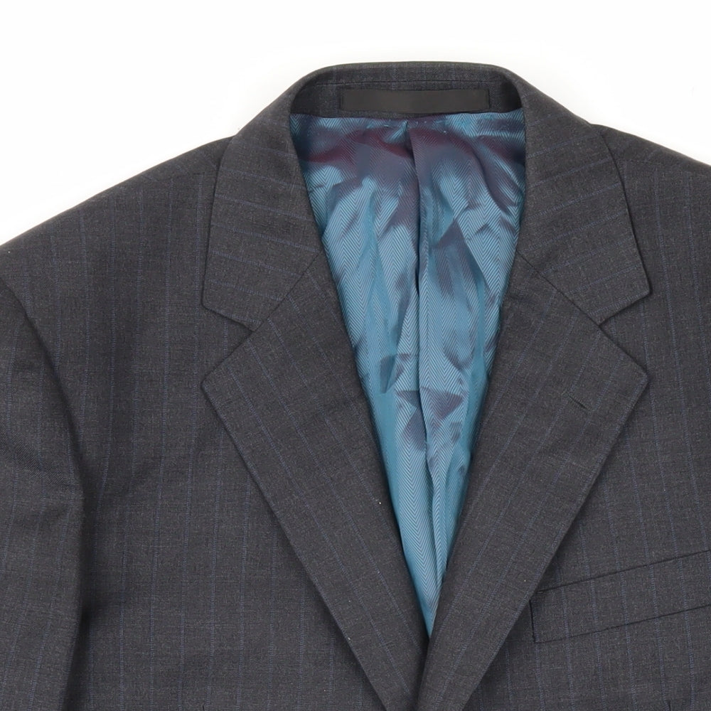 Marks and Spencer Mens Grey Striped Wool Jacket Blazer Size M Regular