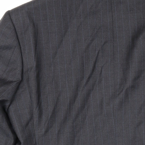 Marks and Spencer Mens Grey Striped Wool Jacket Blazer Size M Regular