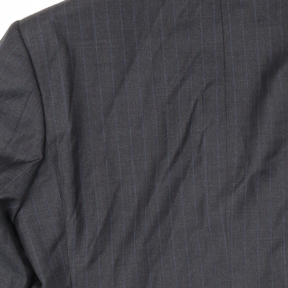 Marks and Spencer Mens Grey Striped Wool Jacket Blazer Size M Regular