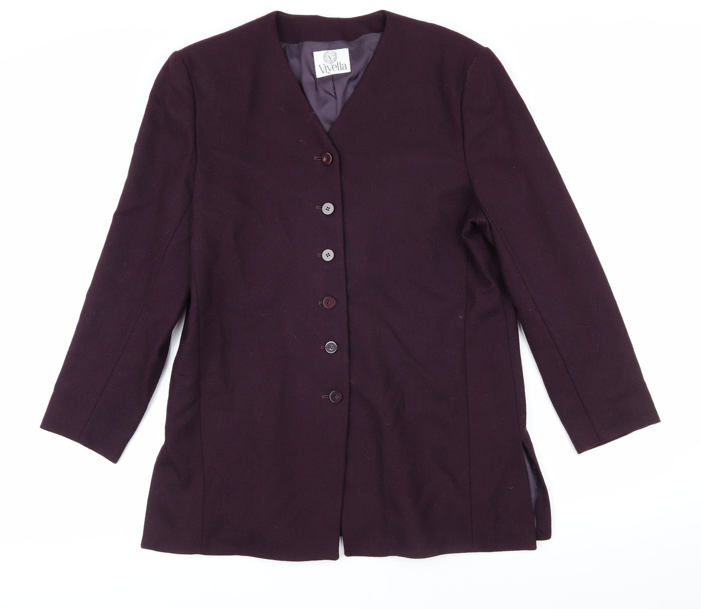 Viyella Womens Purple Jacket Blazer Size 14 Button