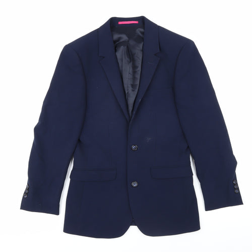 OneSix5ive Mens Blue Polyester Jacket Blazer Size 34 Regular