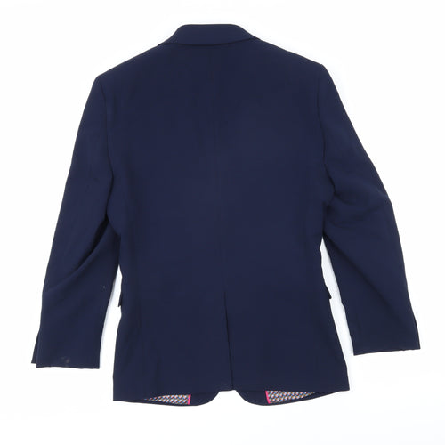 OneSix5ive Mens Blue Polyester Jacket Blazer Size 34 Regular