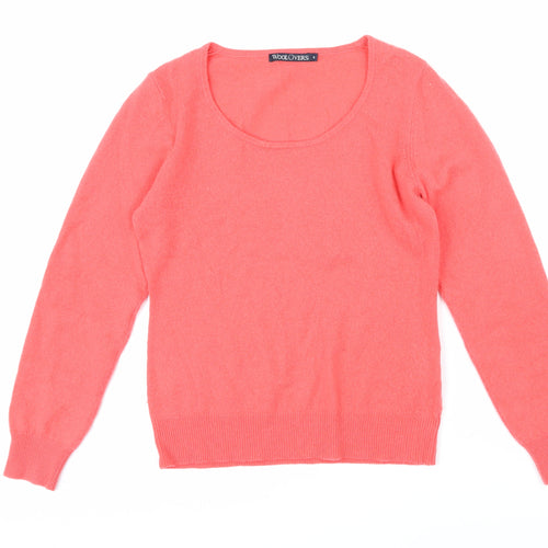 Woolovers Womens Pink Scoop Neck Wool Pullover Jumper Size S