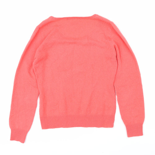 Woolovers Womens Pink Scoop Neck Wool Pullover Jumper Size S