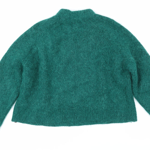 Superdry Womens Green Mock Neck Wool Blend Pullover Jumper Size 12