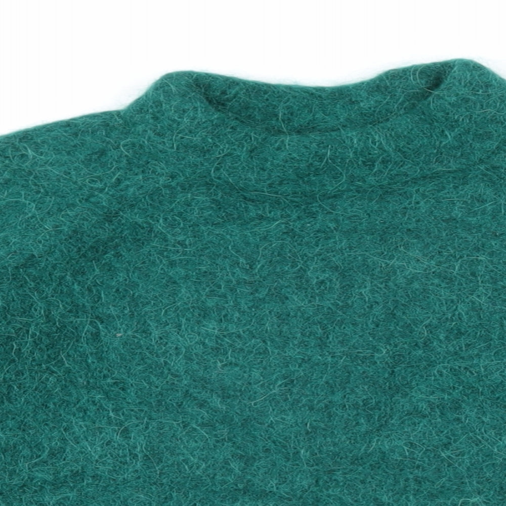 Superdry Womens Green Mock Neck Wool Blend Pullover Jumper Size 12
