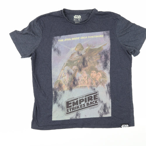 Star Wars Mens Grey Cotton T-Shirt Size XL Round Neck - The Empire Strikes Back