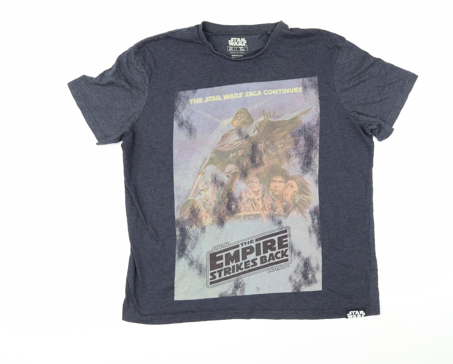 Star Wars Mens Grey Cotton T-Shirt Size XL Round Neck - The Empire Strikes Back