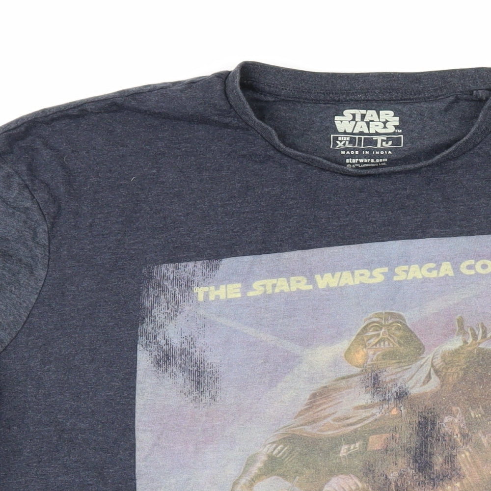 Star Wars Mens Grey Cotton T-Shirt Size XL Round Neck - The Empire Strikes Back