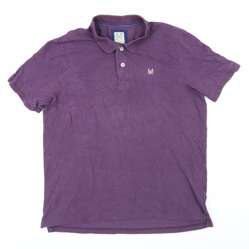 Crew Clothing Mens Purple 100% Cotton Polo Size XL Collared Button