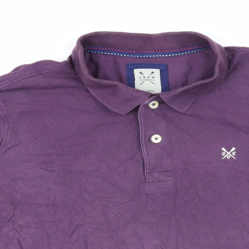 Crew Clothing Mens Purple 100% Cotton Polo Size XL Collared Button