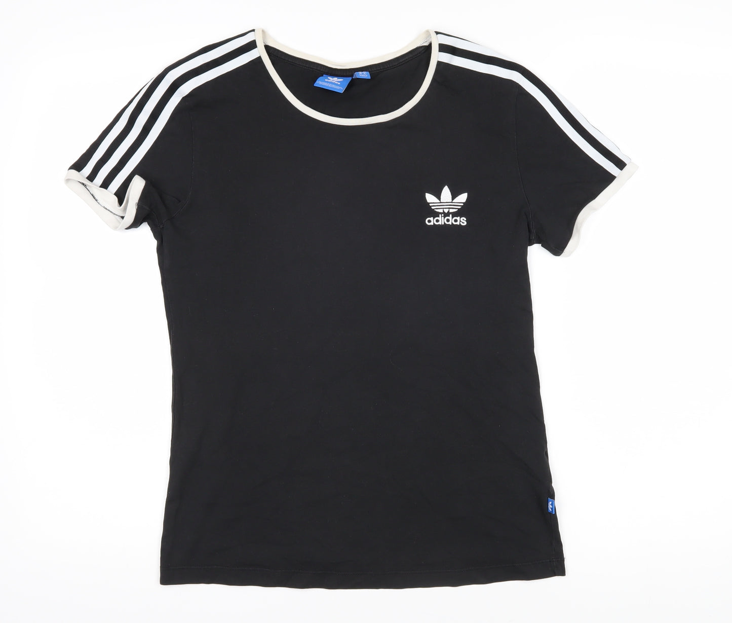 Addidas Womens Black 100% Cotton Basic T-Shirt Size 14 Round Neck