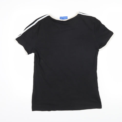 Addidas Womens Black 100% Cotton Basic T-Shirt Size 14 Round Neck