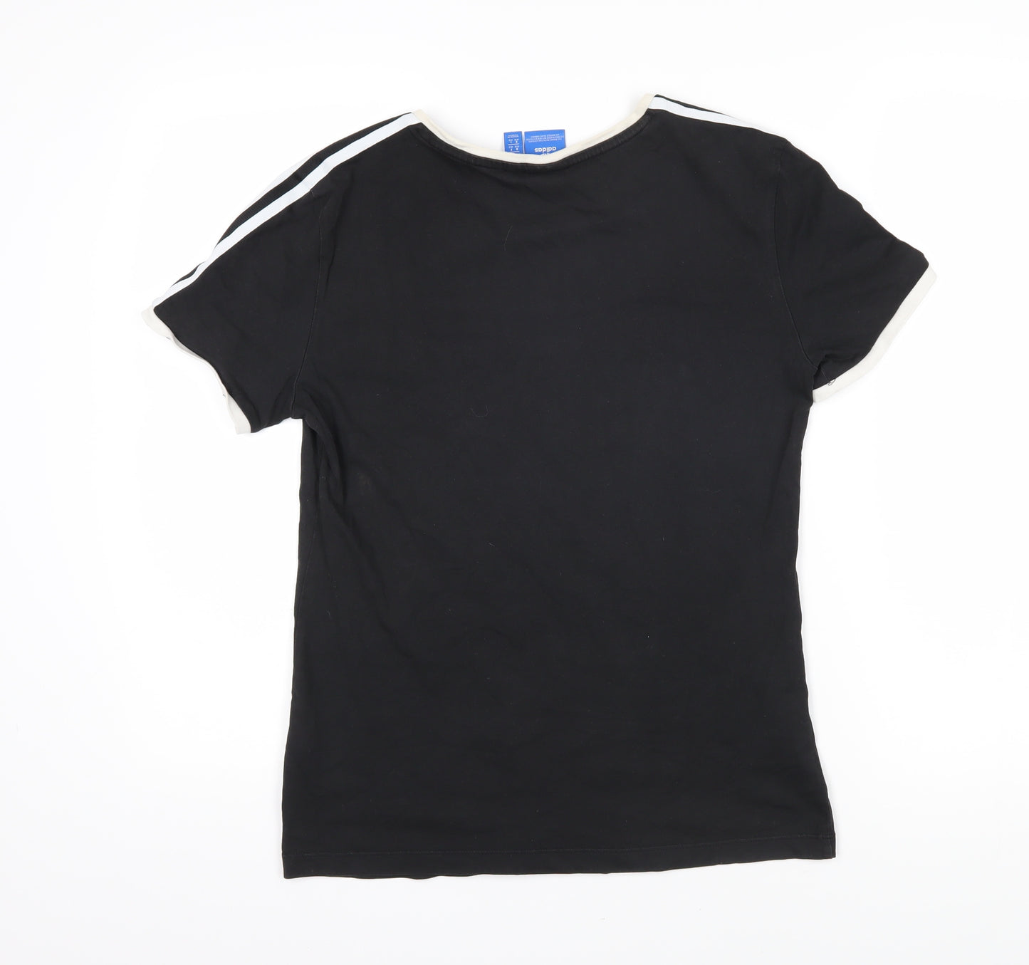 Addidas Womens Black 100% Cotton Basic T-Shirt Size 14 Round Neck