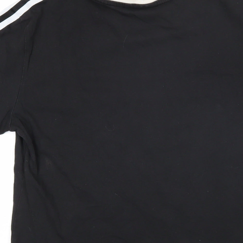 Addidas Womens Black 100% Cotton Basic T-Shirt Size 14 Round Neck