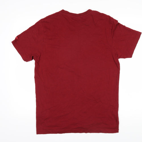 Hitek Mens Red Cotton T-Shirt Size L Round Neck - Mountains are calling Native forest adventure club