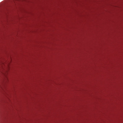 Hitek Mens Red Cotton T-Shirt Size L Round Neck - Mountains are calling Native forest adventure club