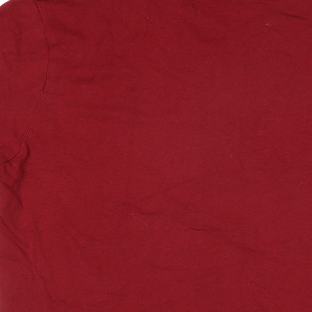 Hitek Mens Red Cotton T-Shirt Size L Round Neck - Mountains are calling Native forest adventure club