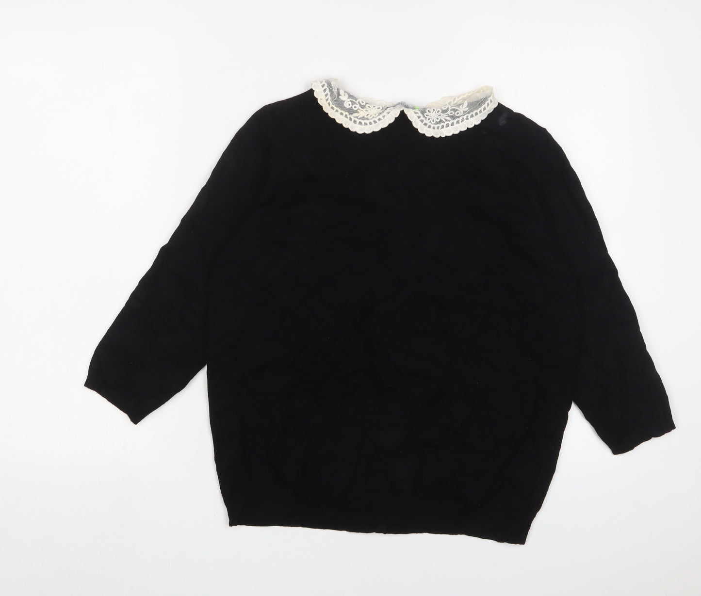 Marks and Spencer Womens Black Collared Viscose Cardigan Jumper Size 16 - Button up