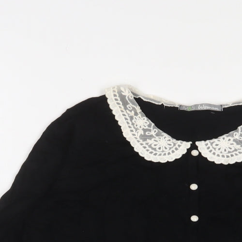 Marks and Spencer Womens Black Collared Viscose Cardigan Jumper Size 16 - Button up