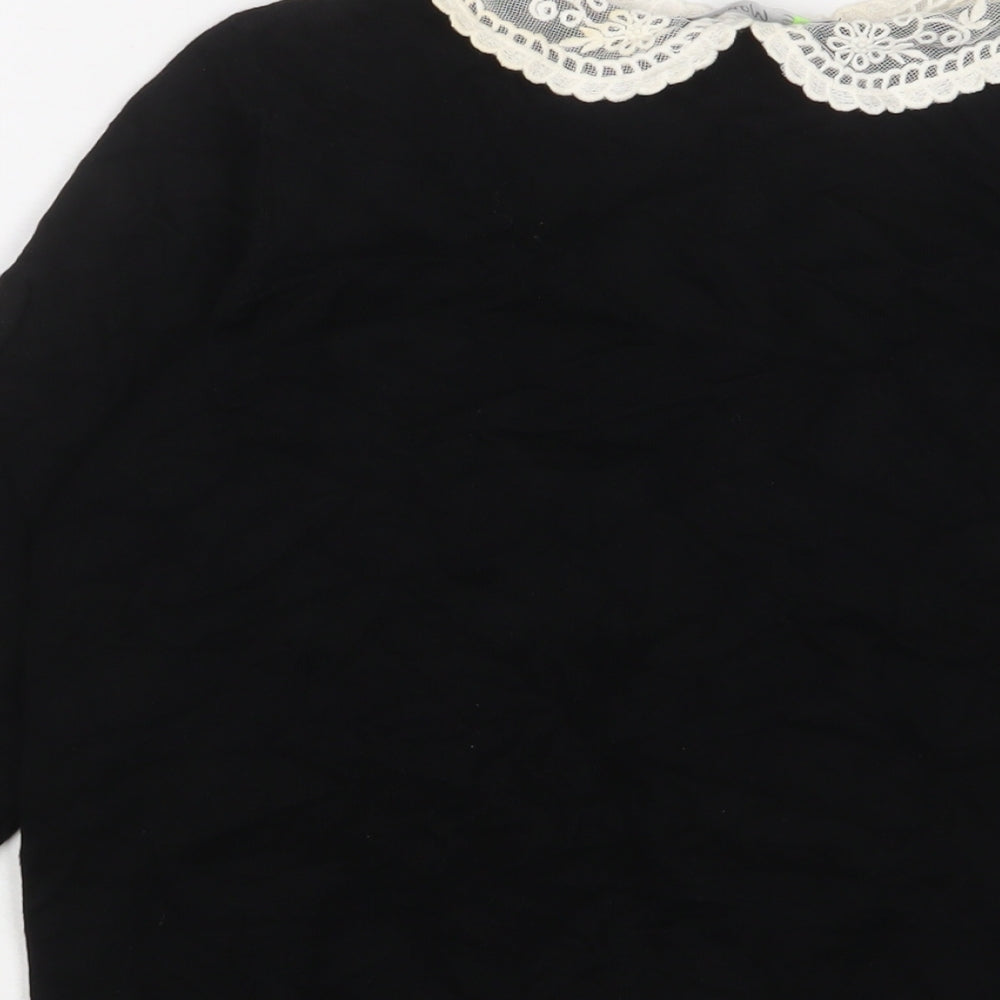 Marks and Spencer Womens Black Collared Viscose Cardigan Jumper Size 16 - Button up