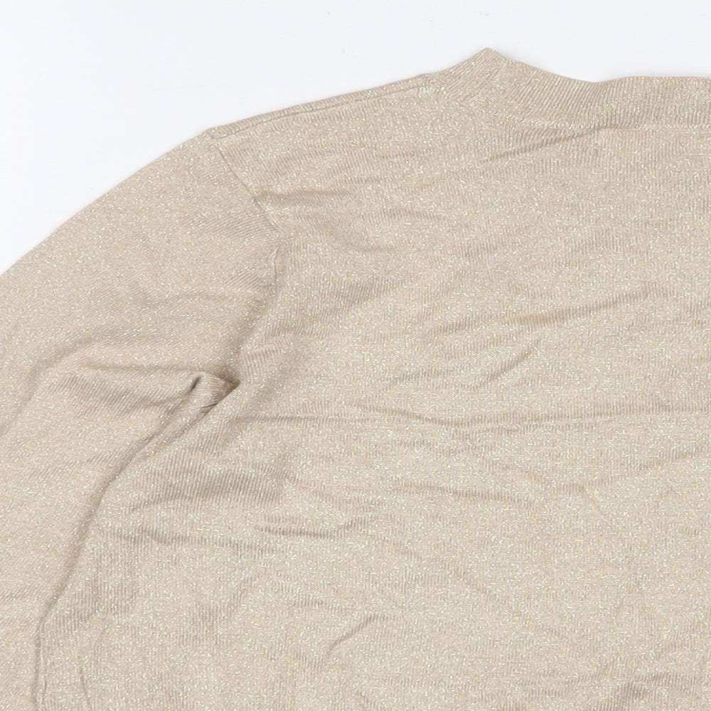 Marks and Spencer Womens Gold Round Neck Viscose Pullover Jumper Size M - Glitter