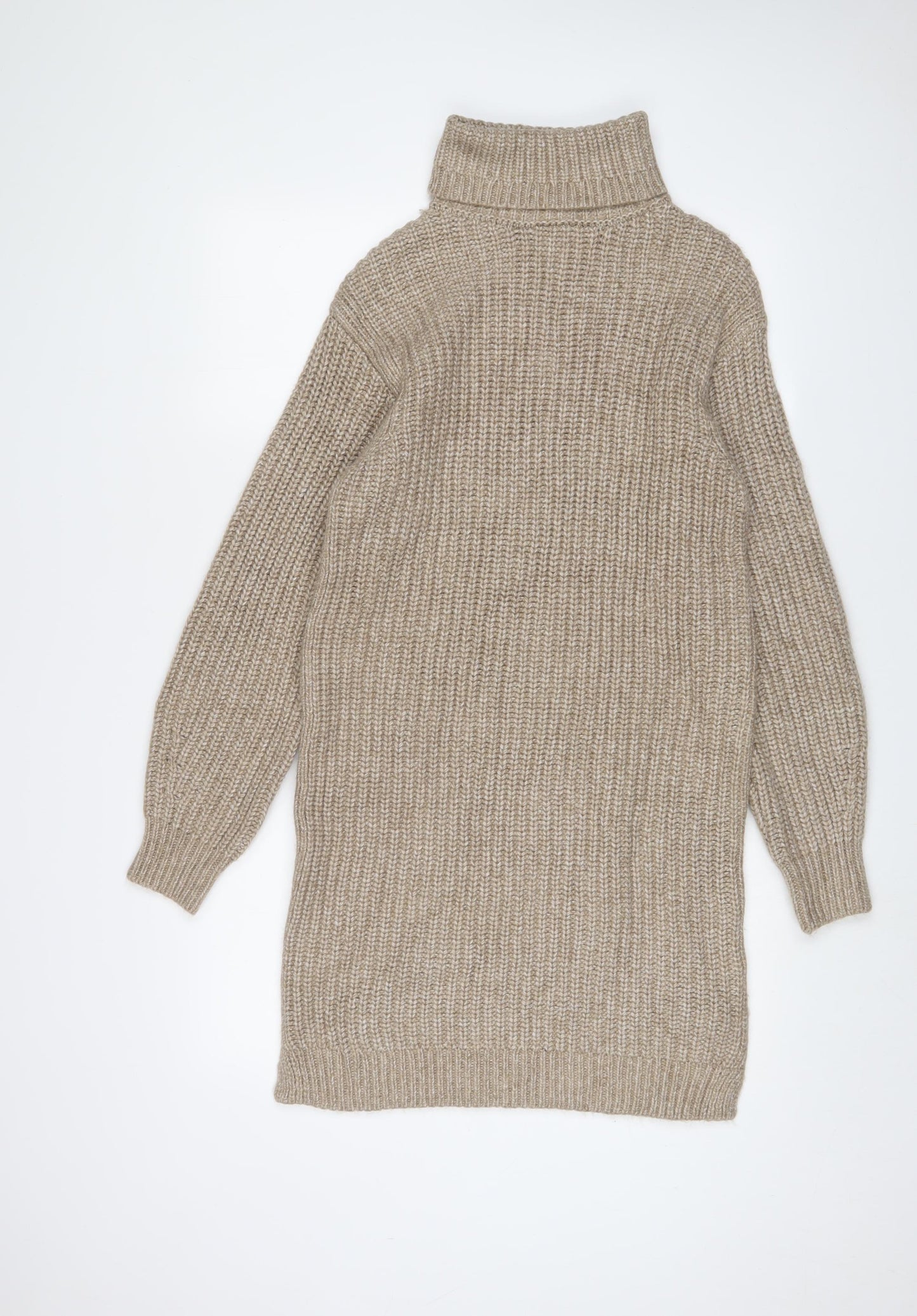 Marks and Spencer Womens Brown Polyester Jumper Dress Size S Roll Neck Pullover