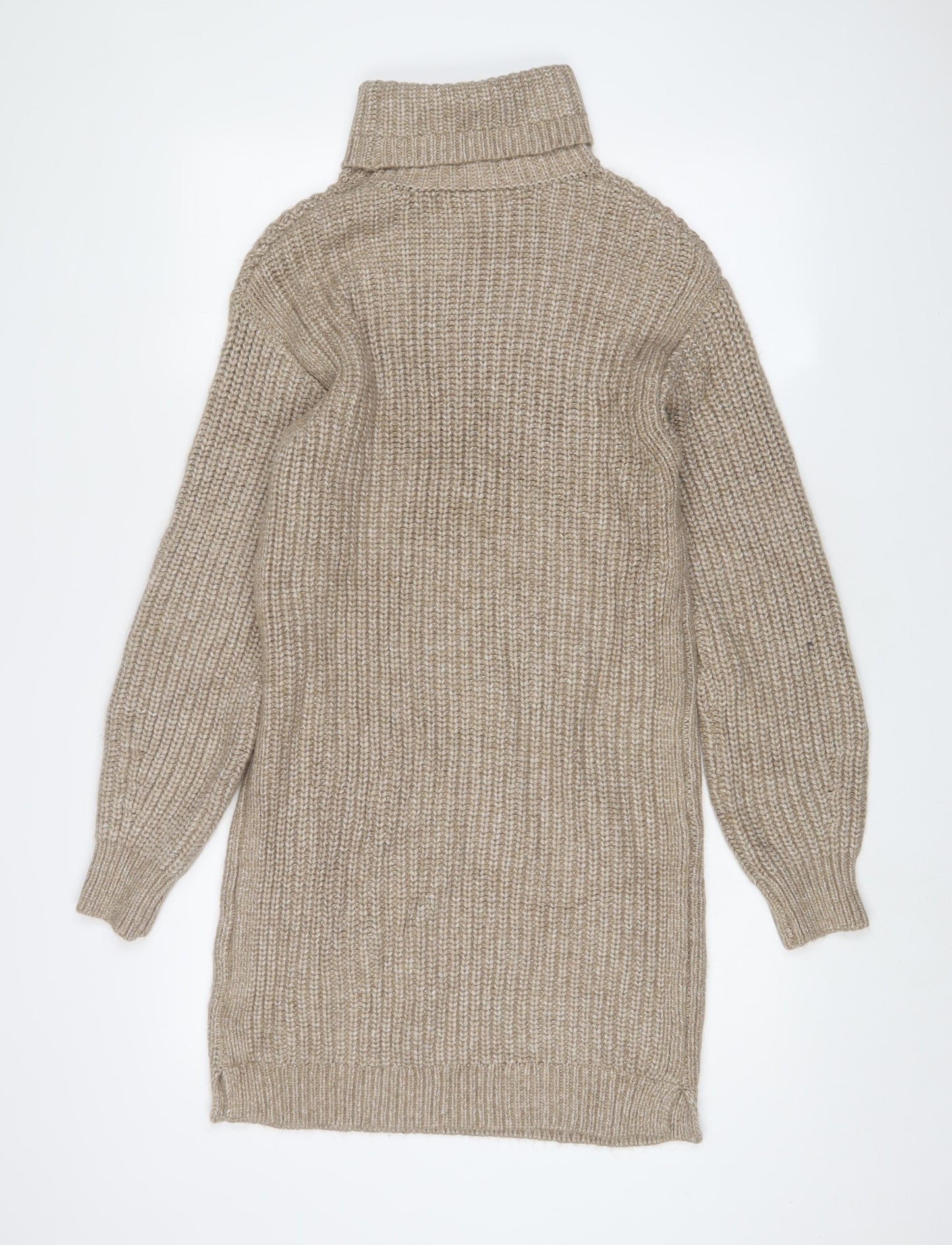 Marks and Spencer Womens Brown Polyester Jumper Dress Size S Roll Neck Pullover