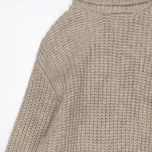 Marks and Spencer Womens Brown Polyester Jumper Dress Size S Roll Neck Pullover