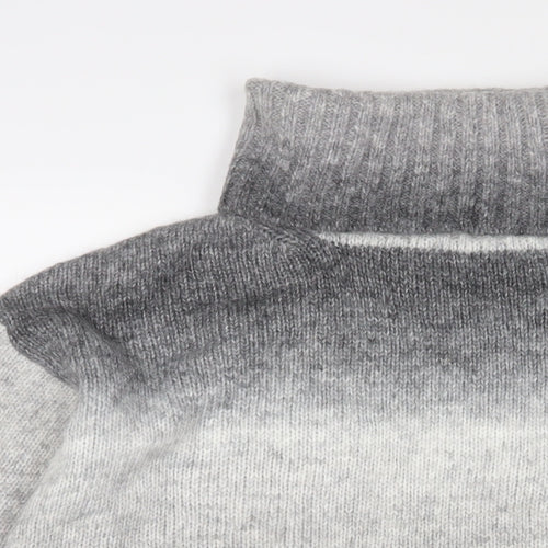 Marks and Spencer Womens Grey Roll Neck Striped Acrylic Pullover Jumper Size L