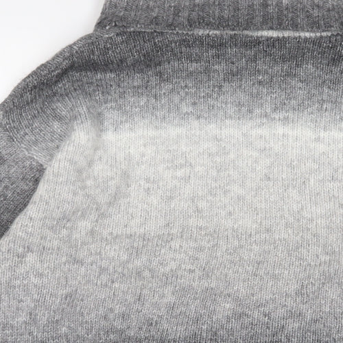 Marks and Spencer Womens Grey Roll Neck Striped Acrylic Pullover Jumper Size L