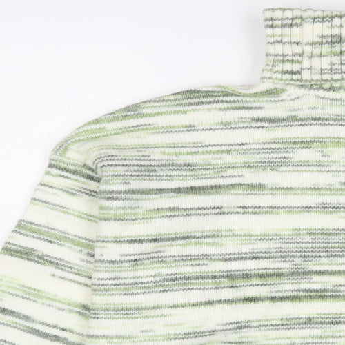 Marks and Spencer Womens Green Roll Neck Geometric Polyester Pullover Jumper Size L
