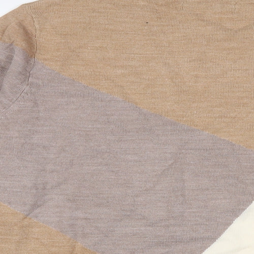 Marks and Spencer Womens Brown Crew Neck Geometric Acrylic Pullover Jumper Size 18